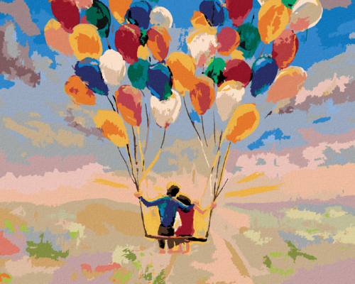 Paint by Numbers - FLYING COUPLE WITH BALLOONS