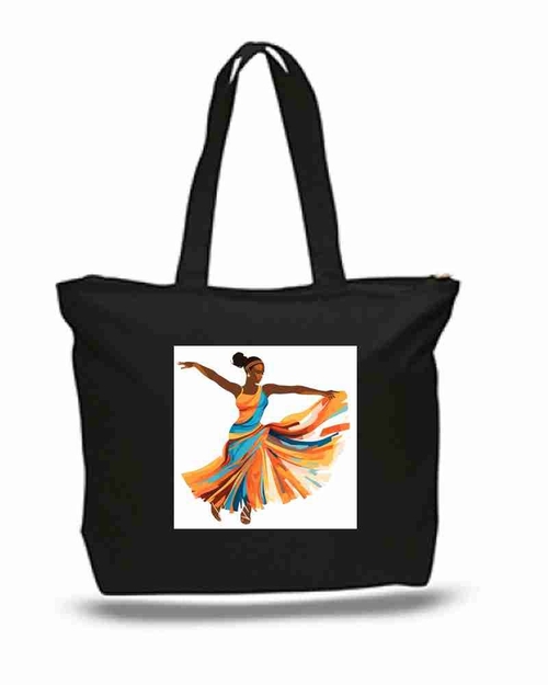 Black Female Dancer New Zipper Tote Bag