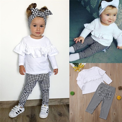 Fashion Kids Baby Girls Sets Autumn Clothes Solid