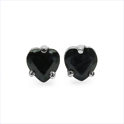 1.00 Carat Genuine Black Sapphire .925 Sterling Silver Earrings