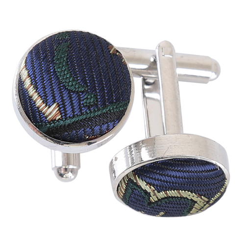 Cypress Paisley Cufflinks - Navy & Green