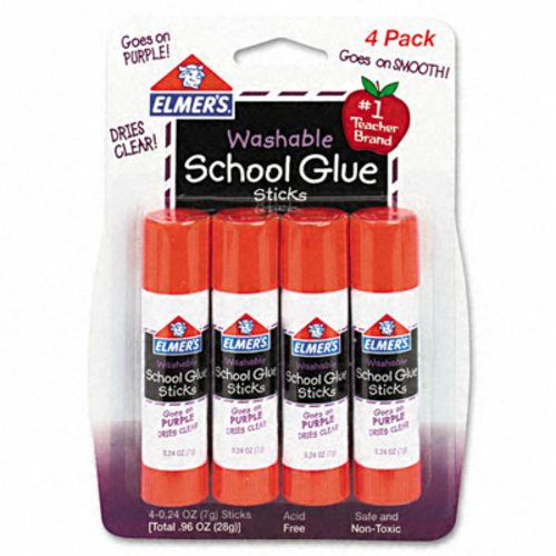 Elmers E543 Washable School Glue Sticks  Purple  .24oz  Repositionable