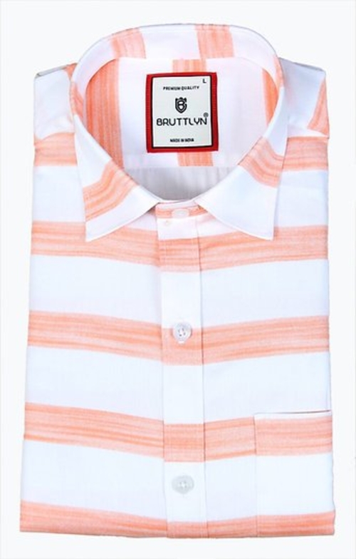 Men Light Pink Striped Shirt Size Xl