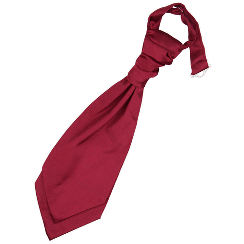 Plain Satin Pre-Tied Ruche Cravat - Boys - Burgundy