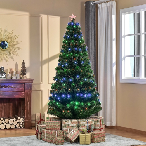 HOMCOM 7' Pre-lit LED Optical Fiber Christmas Tree Artificial Home