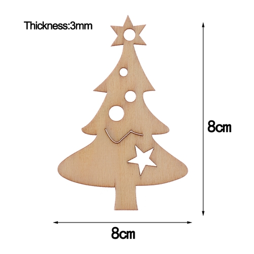 10PCS/Bag Xmas Tree Laser Cut Wooden Slice Hanging