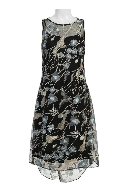 Adrinna Papell Crew Neck Illusion Sleeveless Keyhole Back Floral