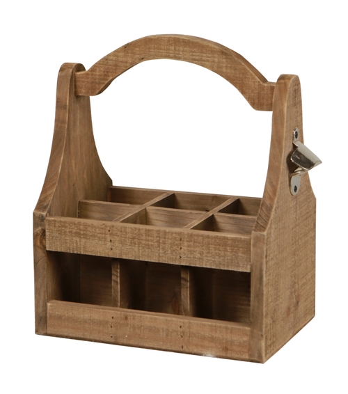 Cheungs 5062 Wooden 6 Bottle Caddy with Bottle opener