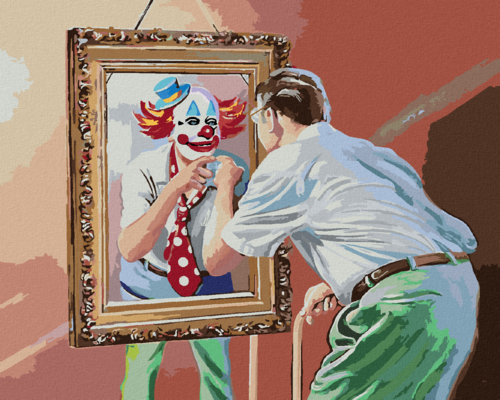 Zuty - Paint by Numbers - CLOWN IN THE MIRROR (D. RUSTY RUST), 40x50