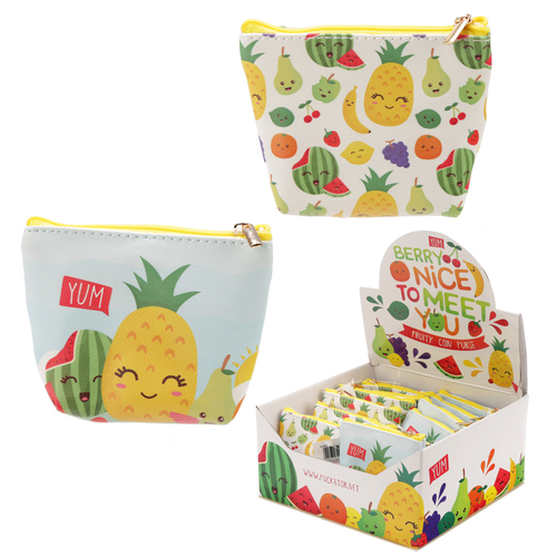 Handy PVC Make Up Bag Purse - Fruit with Faces