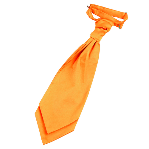 Plain Satin Pre-Tied Ruche Cravat - Fluorescent Orange