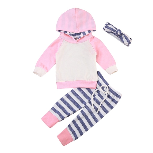 3 pcs Newborn Baby Boy Girl Hooded  Hoodie Top