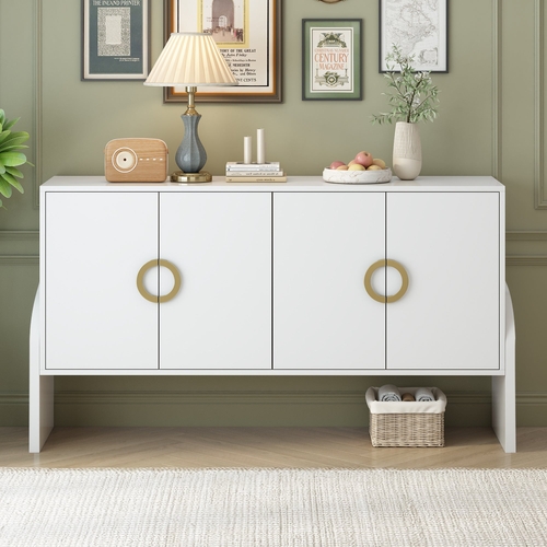 Four-Door Metal Handle Storage Cabinet, Suitable for Study, Living