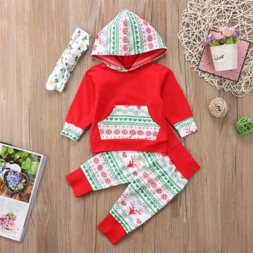 3PCS Christmas Set Newborn Baby Boy Girl Tops