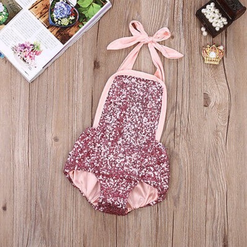 2017 Infant Kids Baby Girl Sequins Bodysuit