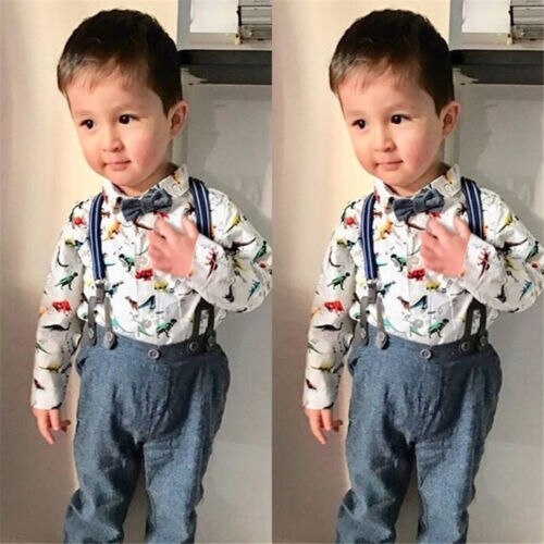 Newest Toddler Baby Shirt Printing Romper Bow Tie