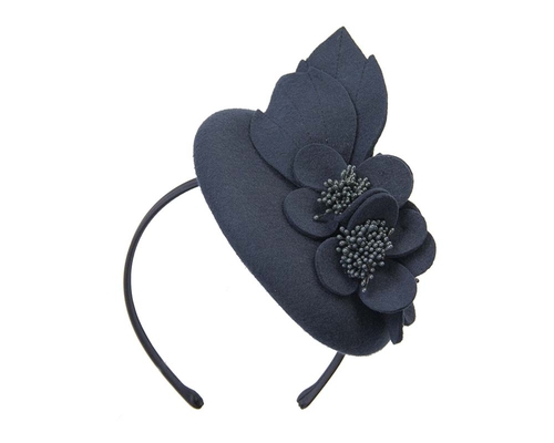 Navy felt winter racing fascinator