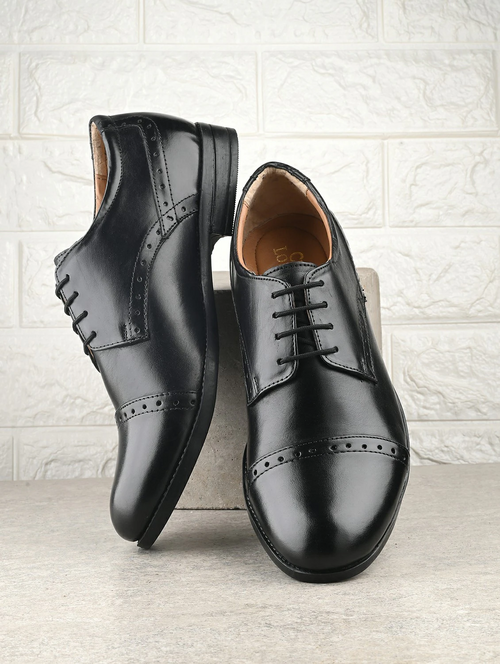 Men Cushion sole Solid  Black Lace-Up Derby (Size-UK-7) (Color-BLACK)