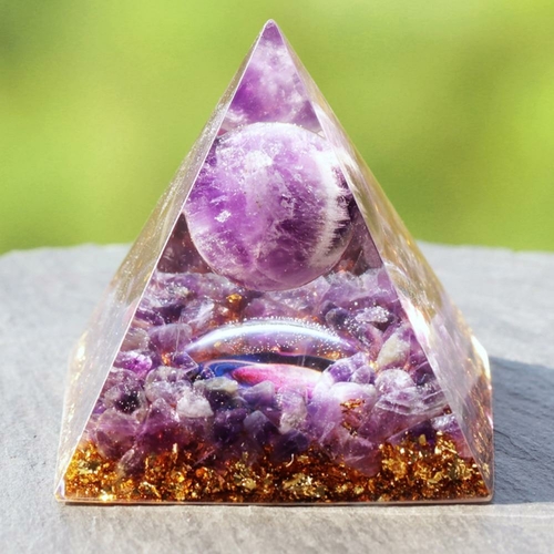 Glow In The Dark Planet Orgone Pyramid  Amethyst Sphere Healing