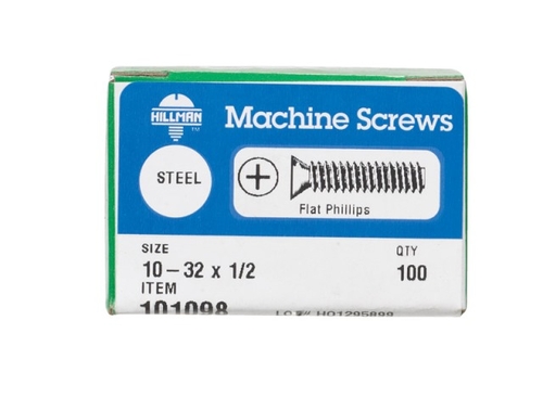 Hillman 101098 10-32 x 0.5 in. Flat Head Phillips Machine Screw