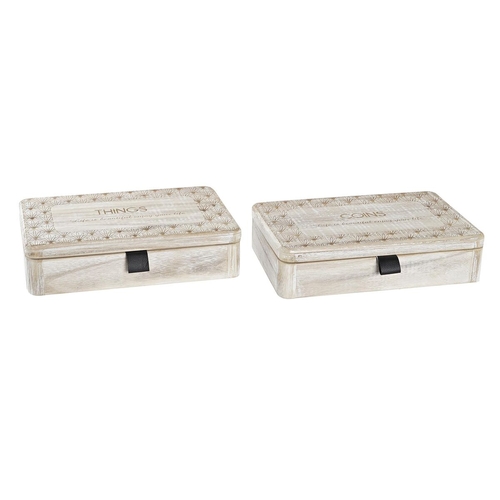 Decorative box DKD Home Decor Natural MDF Wood 28 x 18 x 6,5 cm (2