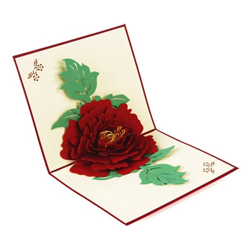 Peony Greeting Card 3D Pop Up Postcard Birthday