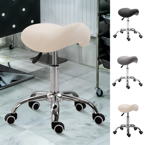 HOMCOM Hydraulic Salon Stool Rolling Saddle Chair Swivel Adjustable