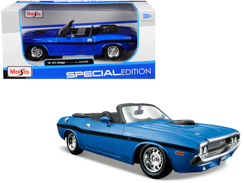 1970 Dodge Challenger R/T Convertible Metallic Blue 1/24 Diecast Model