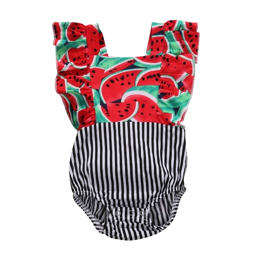 Babies Watermelon Stripes Backless Bodysuit