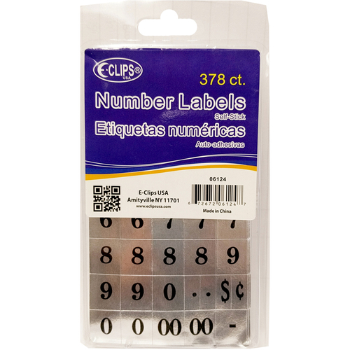 Numbers Labels - Silver, 378 Count