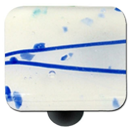 Hot Knobs HK3006-KB Mardi Gras Blue with White Square Glass Cabinet Kn