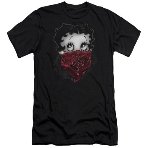 Boop-Bandana & Roses - Short Sleeve Adult 30-1 Tee - Black, Large