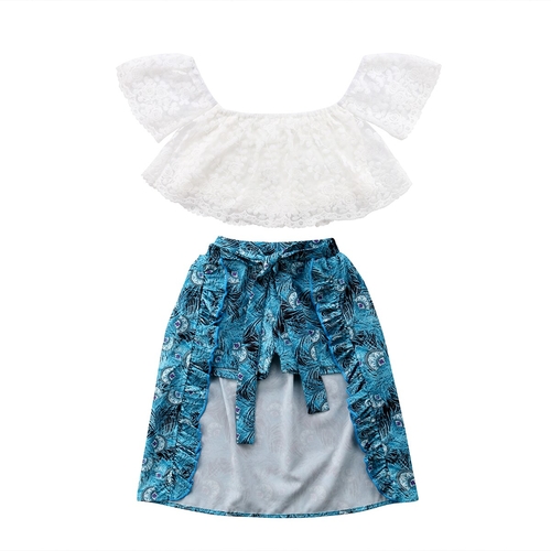 3Pcs Baby Girl Lace Floral Off Shoulder Top