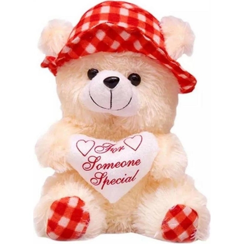 30Cm Cap Teddy With Small Heart - Red