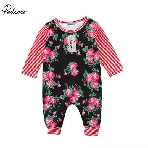 Newborn Kids Baby Girls Rose Floral Romper Infant