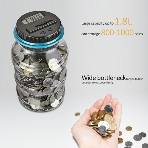 Digital Coin Counting Money Saving Box Jar Bank