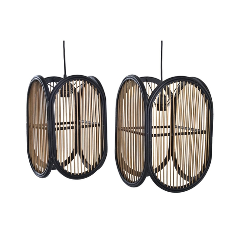 Ceiling Light DKD Home Decor Brown Black Bamboo 50 W 26 x 26 x 40 cm