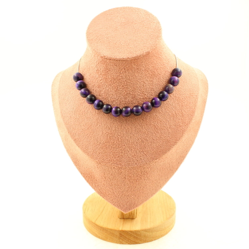 Purple Tiger's Eye 8 mm 15 beads necklace