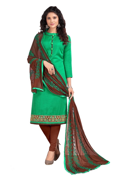 Generic Women's Cotton Salwar Material (Green,