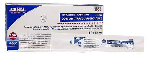 Dukal Cotton Tipped Applicators 6". Pack of 200 Swabsticks Plastic