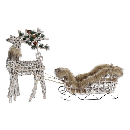 Christmas bauble DKD Home Decor Reindeer White Brown wicker 58 x 30 x