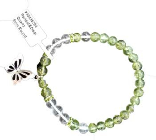 Azure Green JB6PERB 6 mm Peridot & Quartz Butterfly Bracelet