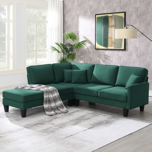 90*88" Terrycloth Modern Sectional Sofa,5-Seat Practical Couch Set