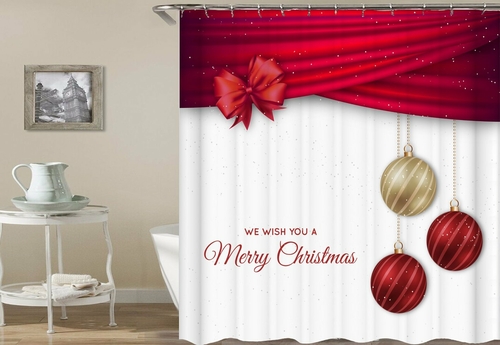 Gift Wrap And Christmas Bubbles Shower Curtain