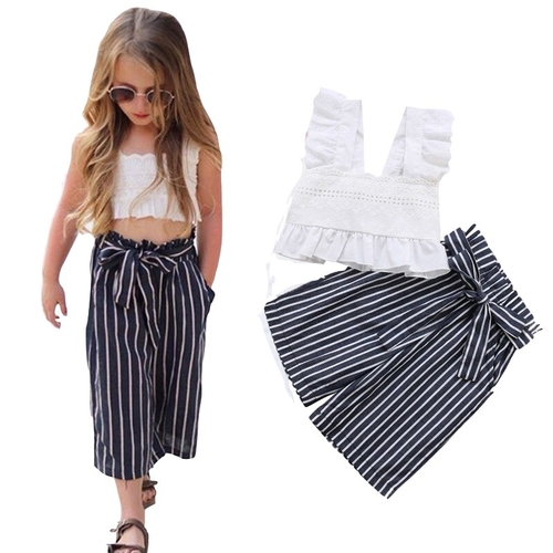 Little Girls Stripes Clothes Sets Toddler Baby