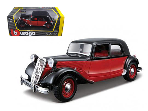 1938 Citroen 15 CV TA Black and Red 1/24 Diecast Model Car by Bburago