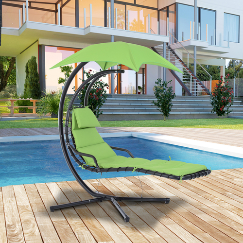 Outsunny Floating Chaise Lounge Outdoor Porch Swing Chair Hanging