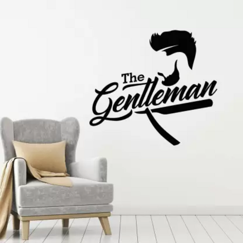  60 cm a...gentelmansalon Self Adhesive Sticker  (Pack of 1)