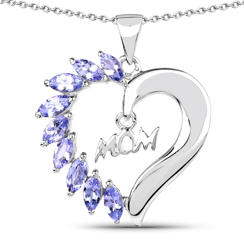 1.26 Carat Genuine Tanzanite .925 Sterling Silver Pendant