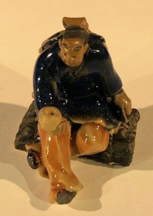 Miniature Ceramic FigurineMan Holding Cup2"